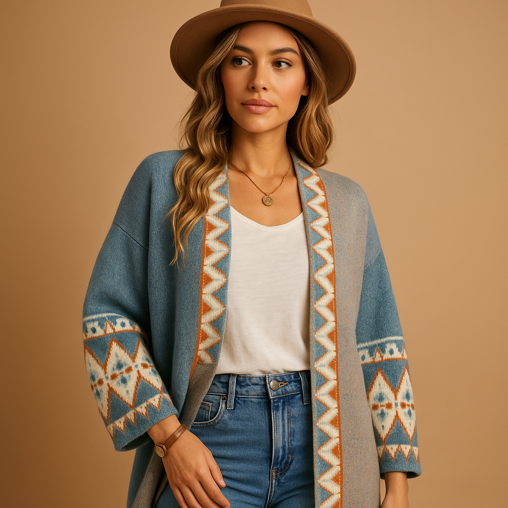 Gilet jacquard bohème pour femme