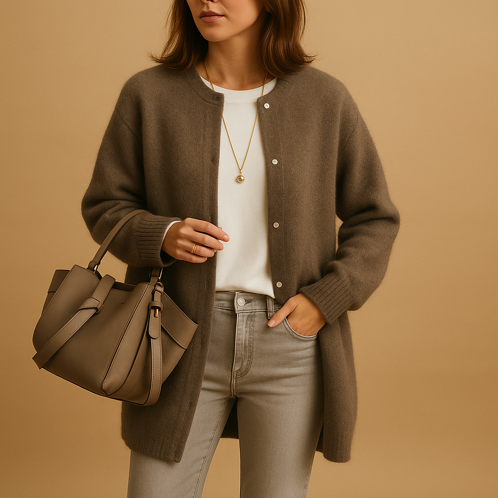 Gilet tricoté femme léger à boutons et manches longues