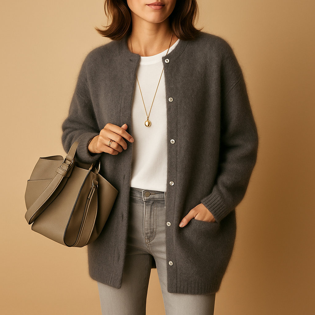 Gilet tricoté femme léger à boutons et manches longues