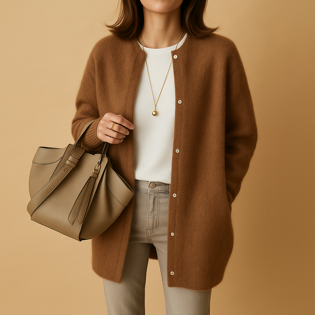 Gilet tricoté femme léger à boutons et manches longues