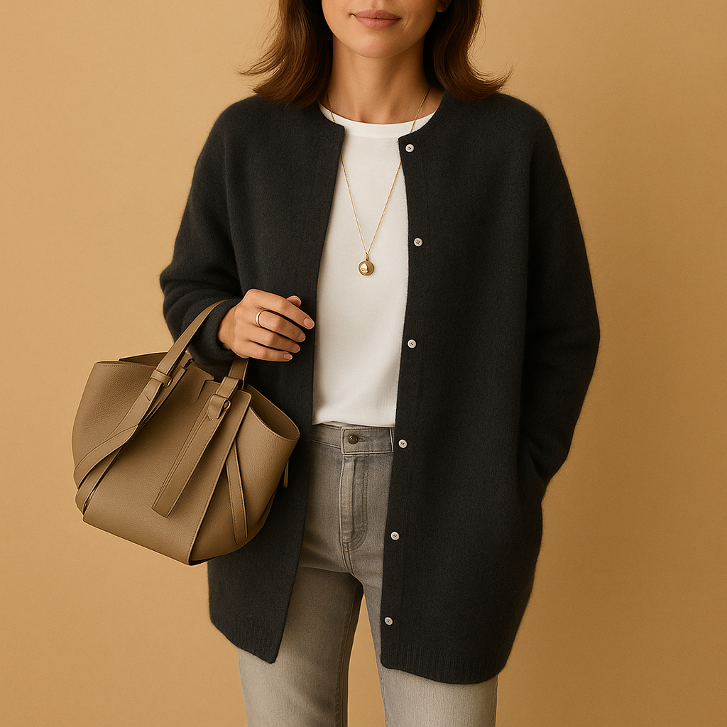 Gilet tricoté femme léger à boutons et manches longues