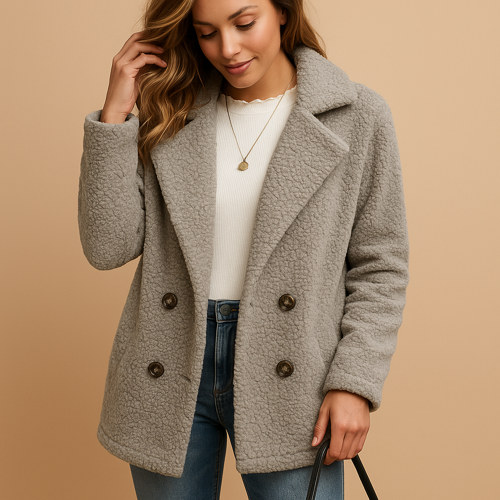 Manteau court d’hiver pour femme avec boutons