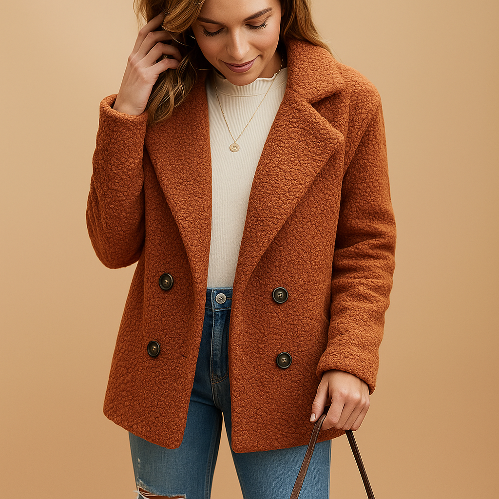 Manteau court d’hiver pour femme avec boutons