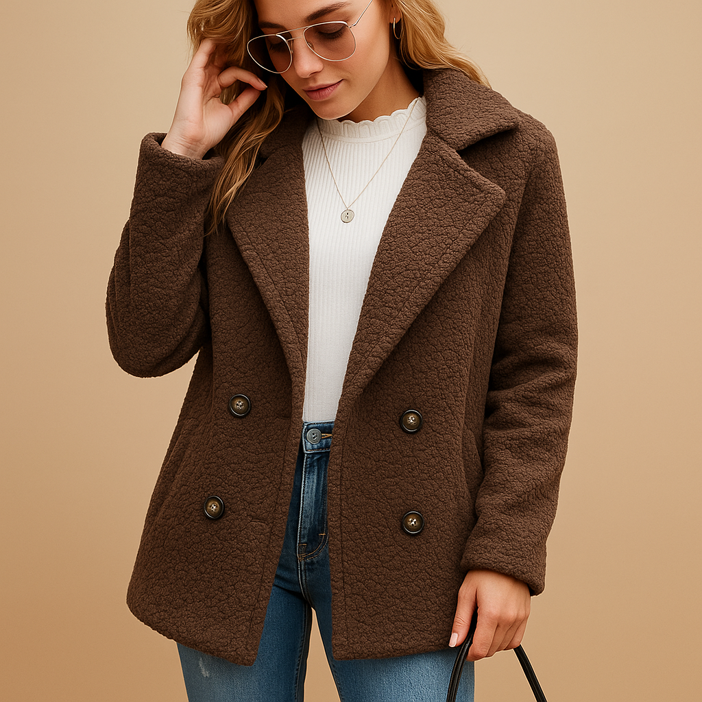 Manteau court d’hiver pour femme avec boutons