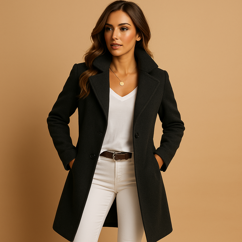 Manteau long élégant pour femme avec boutons