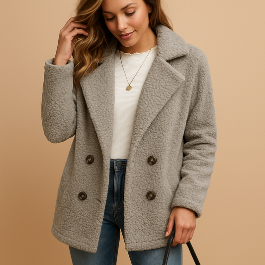 Manteau court d’hiver pour femme avec boutons
