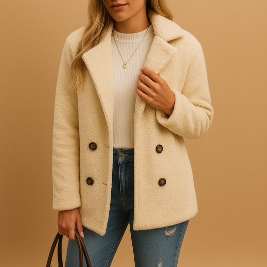 Manteau court d’hiver pour femme avec boutons