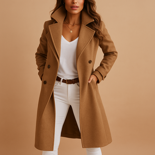 Manteau long élégant pour femme avec boutons